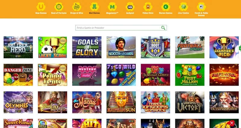 Popular games and slots at All Wings Casino
