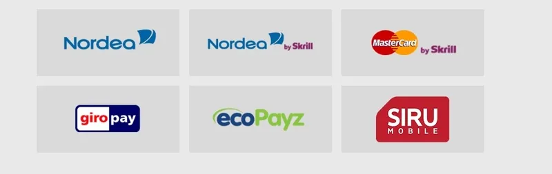 Available methods of payment at All Wings Casino